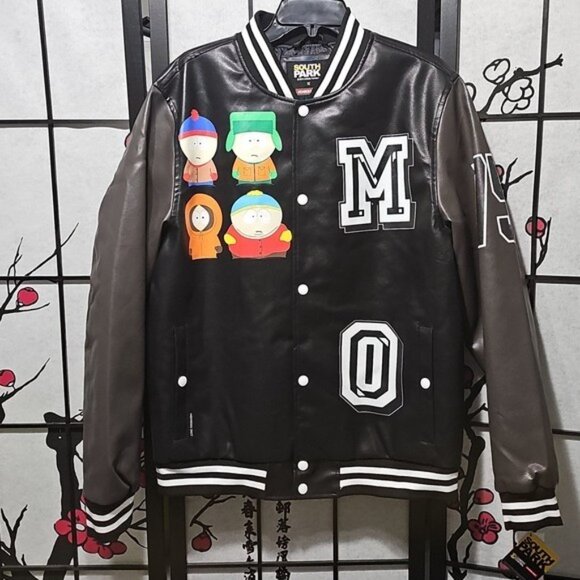 South Park x Members Only Black Bomber Varsity Jacket Size Medium New - Picture 1 of 16